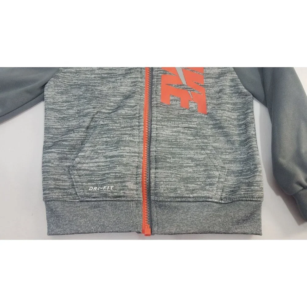 Nike Dri-Fit Toddler Hoodie Jacket 2T Gray & Orange - Picture 6 of 8